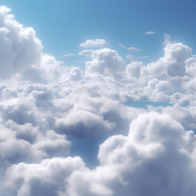 There is a plane flying through the clouds in the sky generative ai