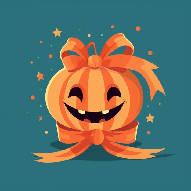 there is a pumpkin with a bow on it and a star generative ai