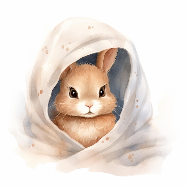 there is a rabbit that is hiding in a blanket generative ai