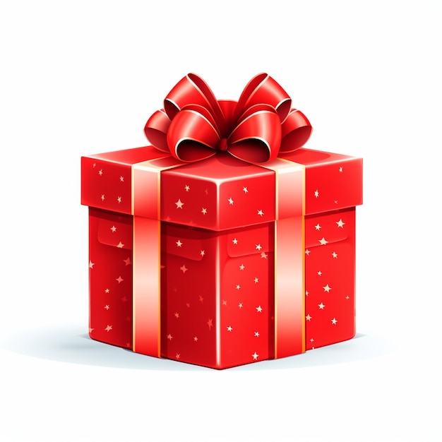 There is a red gift box with a red bow on it generative ai