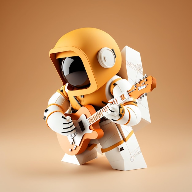 there is a robot that is playing a guitar on a brown background generative ai