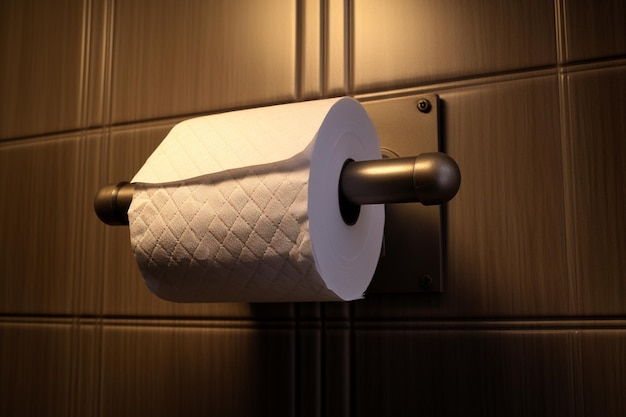 There is a roll of toilet paper hanging on a wall generative ai