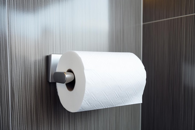 There is a roll of toilet paper hanging on a wall generative ai