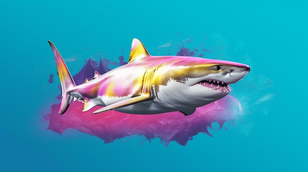 There is a shark with a colorful body and a large mouth generative ai