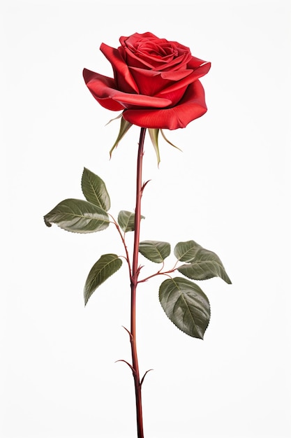 there is a single red rose that is on a stem generative ai