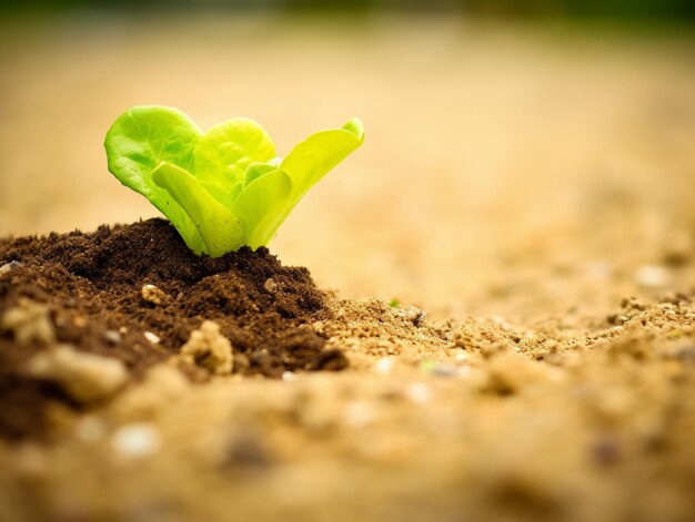 there is a small green plant growing out of the ground generative ai