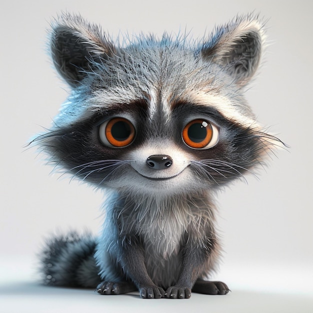 there is a small raccoon with big eyes sitting on a table generative ai