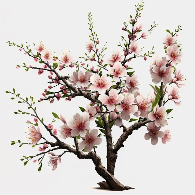 there is a small tree with pink flowers on it generative ai