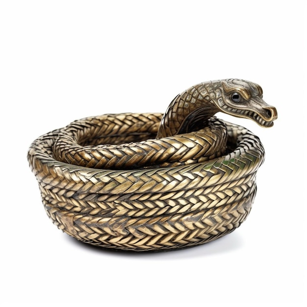 There is a snake that is sitting in a basket generative ai