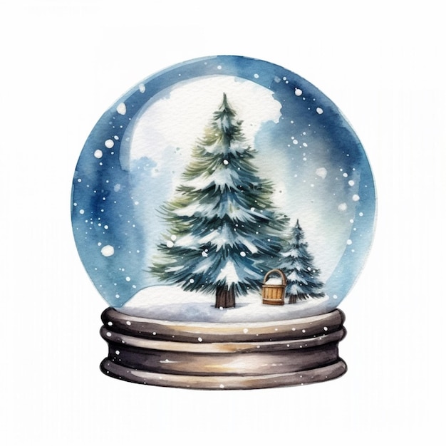 There is a snow globe with a tree inside of it generative ai