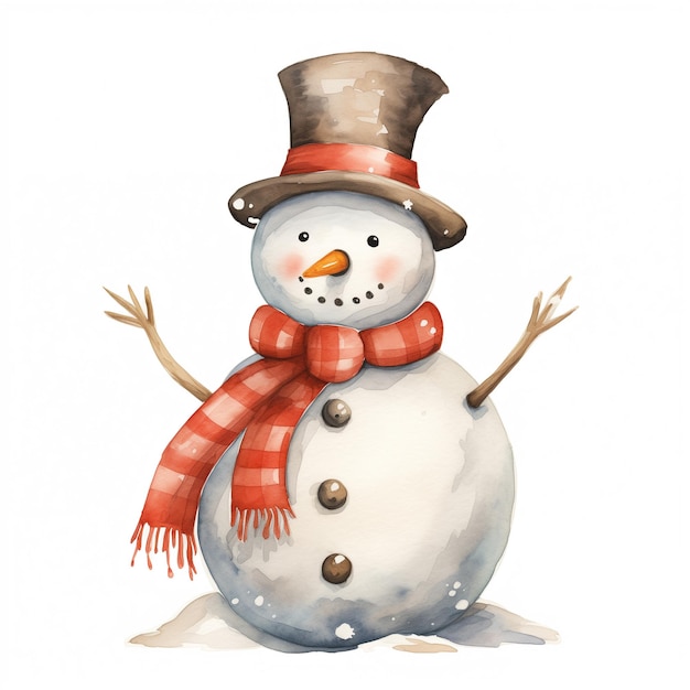 there is a snowman with a hat and scarf on generative ai