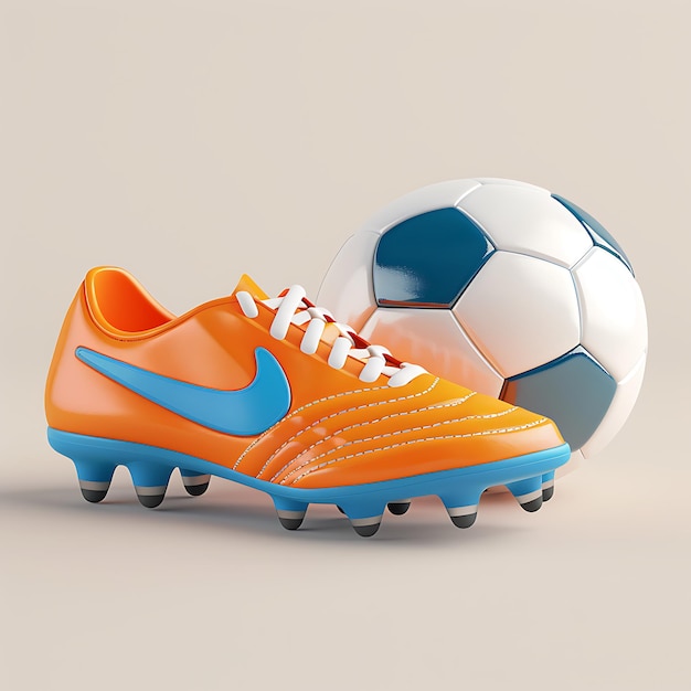 Photo there is a soccer ball and a soccer shoe on a white surface