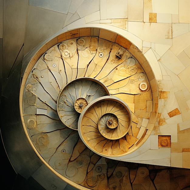 there is a spiral shaped sculpture with a clock on it generative ai