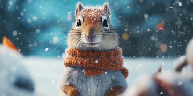 there is a squirrel that is wearing a scarf and a scarf around its neck generative ai