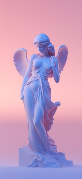 There is a statue of an angel holding a fan on a pedestal generative ai