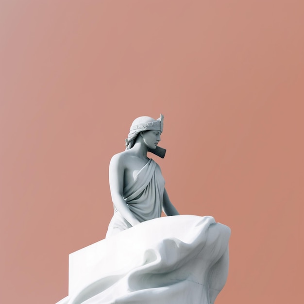 Photo there is a statue of a woman sitting on a white cloth generative ai