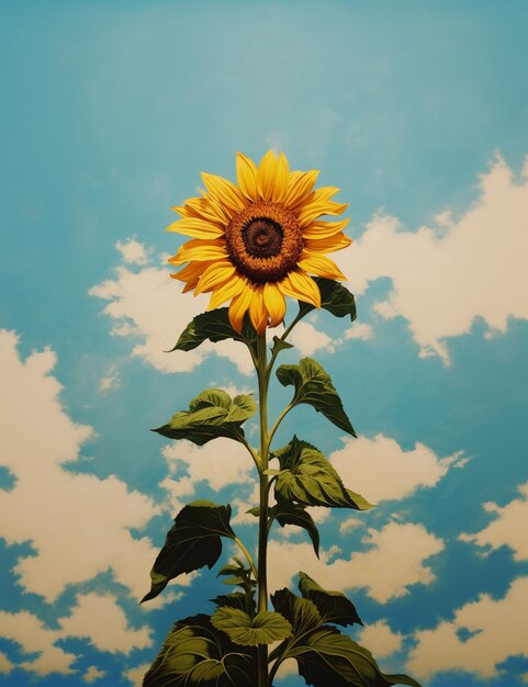 There is a sunflower that is standing in the middle of the sky generative ai