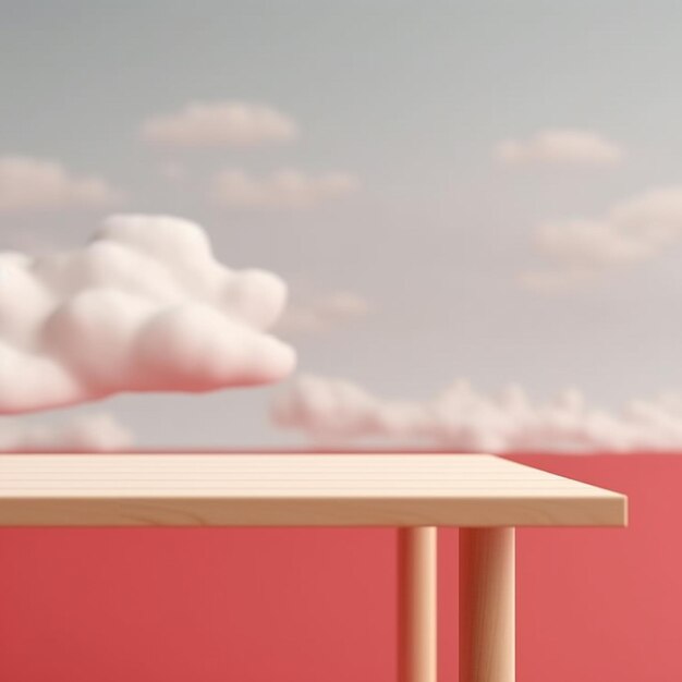 There is a table with a clock on it in front of a red wall generative ai