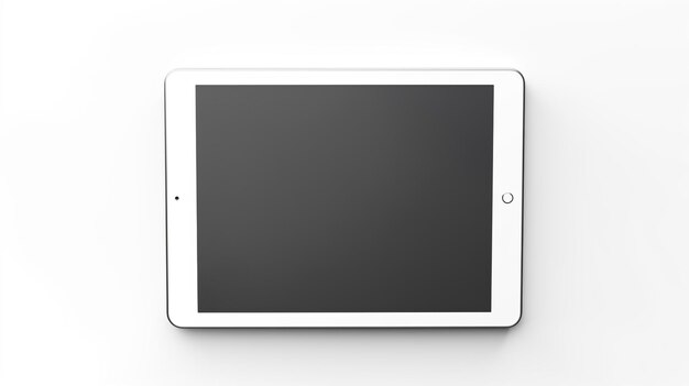 there is a tablet computer with a black screen on a white surface generative ai