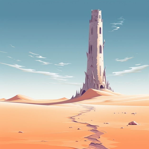 there is a tall tower in the middle of a desert generative ai