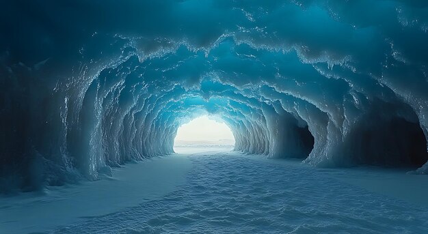 Photo there is a tunnel with snow and ice on the ground