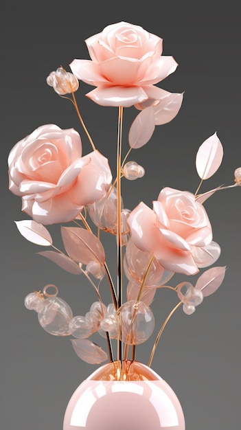 there is a vase with a bunch of pink roses in it generative ai