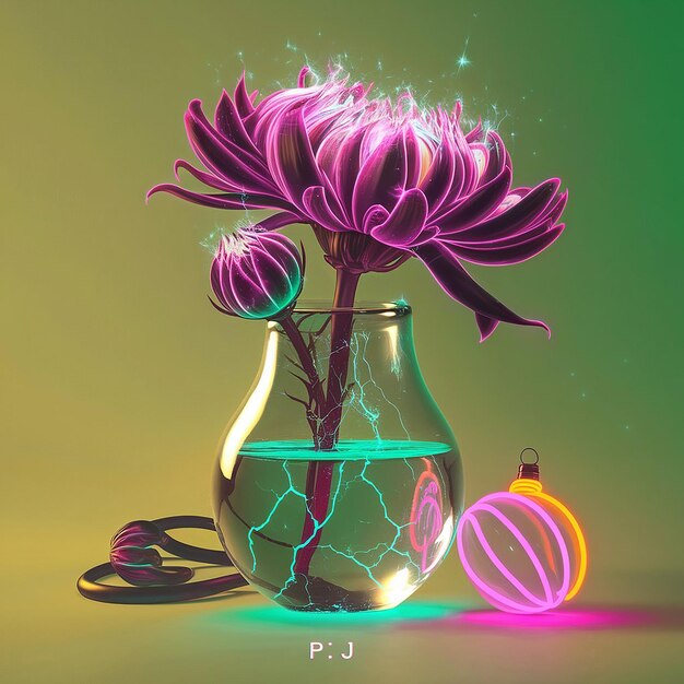 Photo there is a vase with flowers in it on a table generative ai