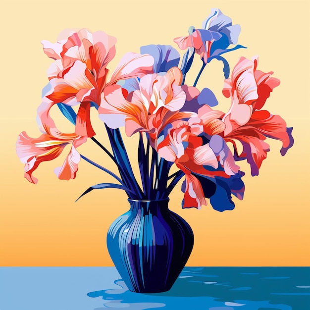 there is a vase with flowers in it on a table generative ai