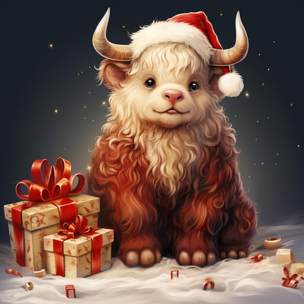 there is a very cute animal with a santa hat on generative ai