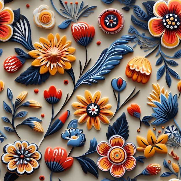 there is a wall with a bunch of colorful flowers on it generative ai