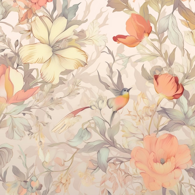 there is a wallpaper with a bunch of flowers on it generative ai