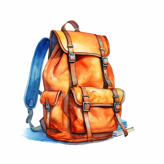 there is a watercolor painting of a backpack with a strap generative ai