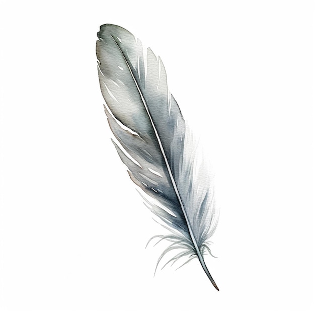 there is a watercolor painting of a feather on a white background generative ai