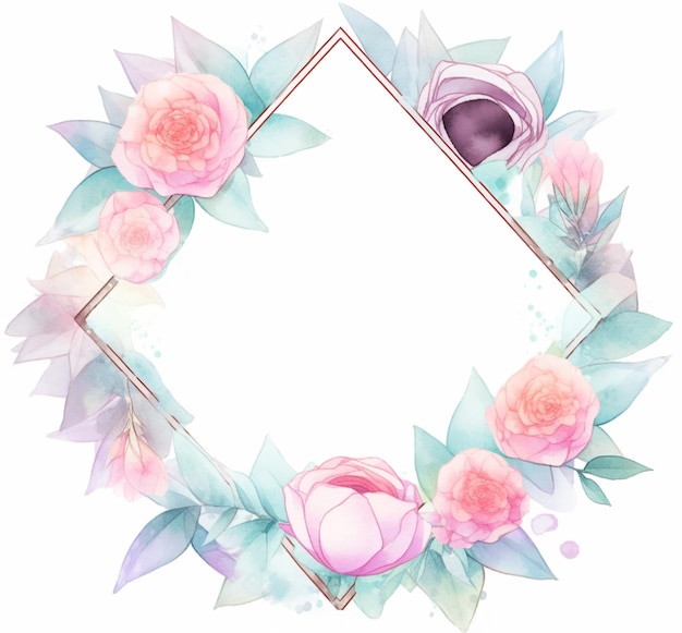 there is a watercolor painting of a flower frame with a ring generative ai