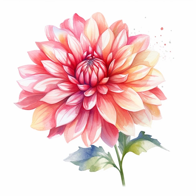 there is a watercolor painting of a flower on a white background generative ai