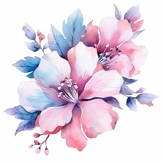 There is a watercolor painting of a flower on a white background generative ai