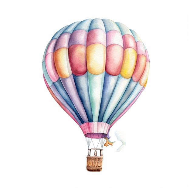 There is a watercolor painting of a hot air balloon with a horse generative ai