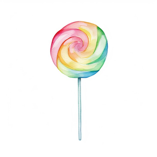 there is a watercolor painting of a lollipop on a stick generative ai