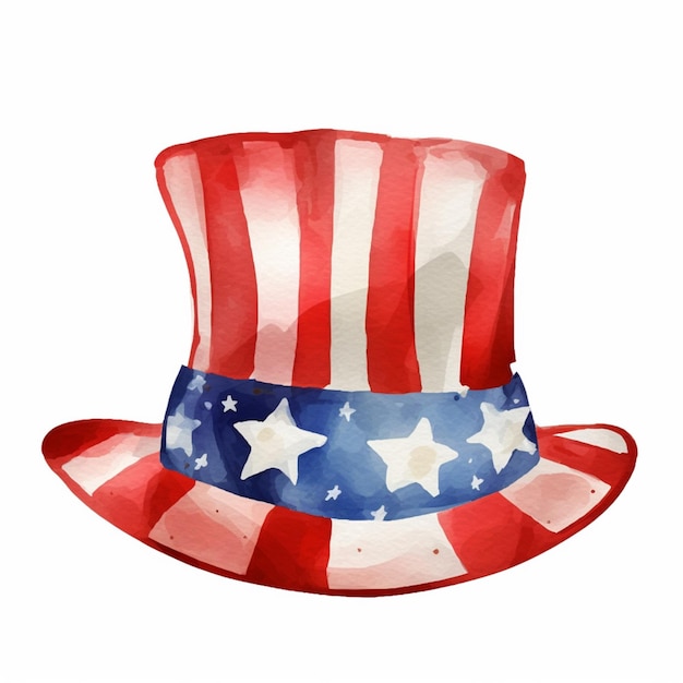 there is a watercolor painting of a patriotic hat generative ai