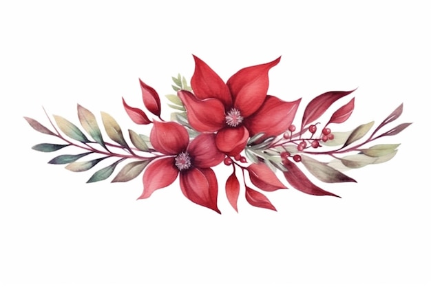 There is a watercolor painting of a red flower on a white background generative ai