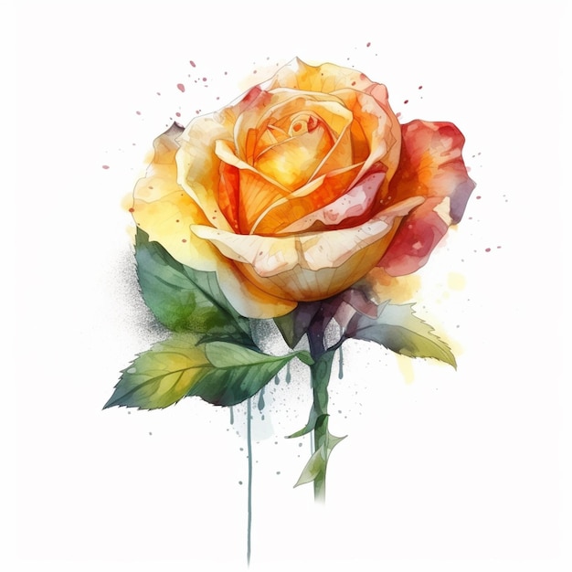 there is a watercolor painting of a rose on a white background generative ai