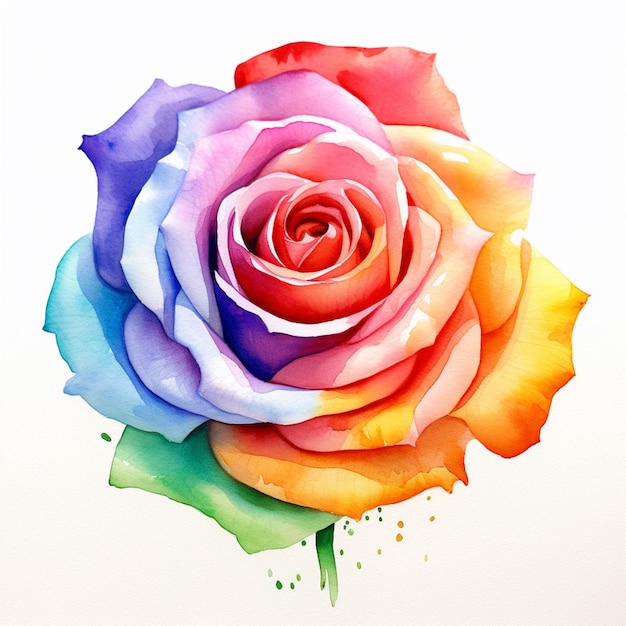 There is a watercolor painting of a rose with a white background generative ai