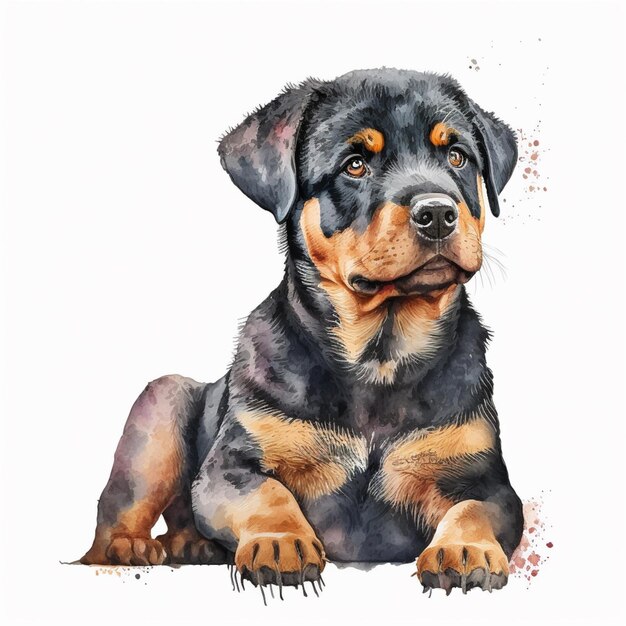 There is a watercolor painting of a rotterweiler dog generative ai