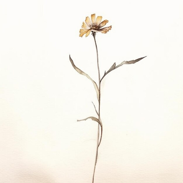 there is a watercolor painting of a single flower in a vase generative ai