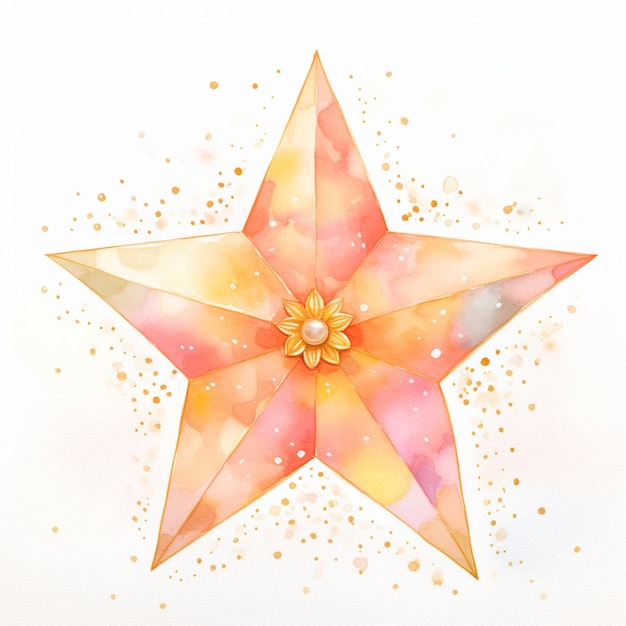 there is a watercolor painting of a star with a pearl in it generative ai