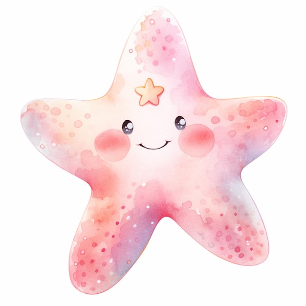 there is a watercolor painting of a starfish with a smile on it generative ai