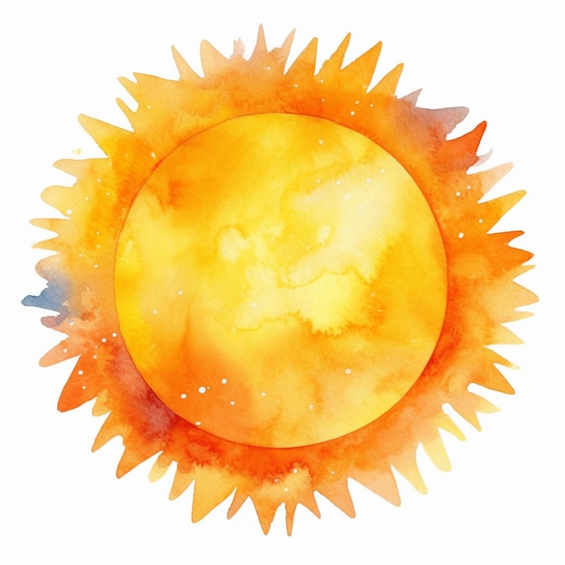 There is a watercolor painting of a sun with a white background generative ai