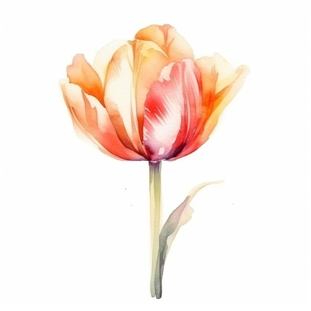 there is a watercolor painting of a tulip flower on a white background generative ai