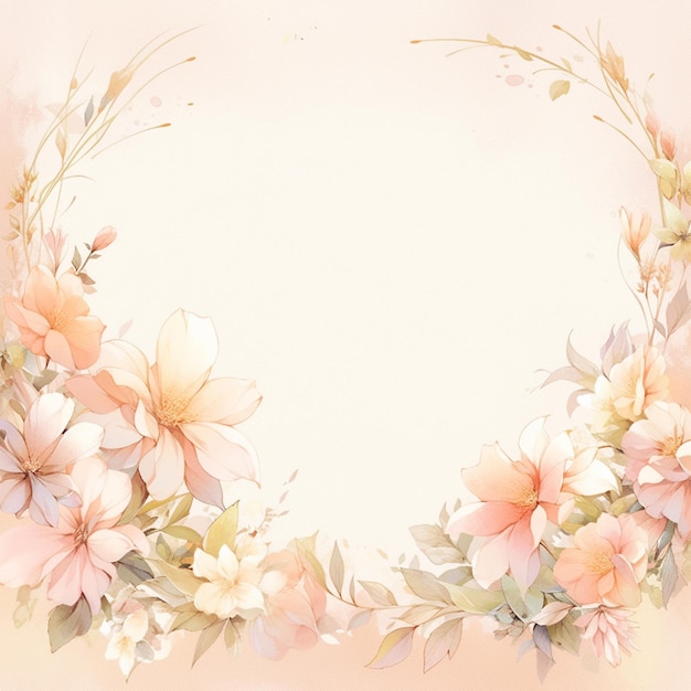 there is a watercolor painting of a wreath of flowers generative ai