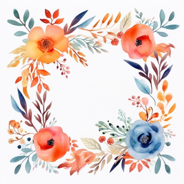 There is a watercolor painting of a wreath of flowers generative ai